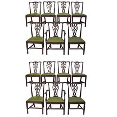 Set of 14 Mahogany Chippendale Dining Chairs