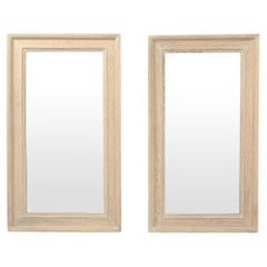 Pair of Large French 1940s Limed Oak Mirrors