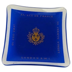Vintage Al' Ecu De France London Sw1 Ashtray Cobalt Blue
