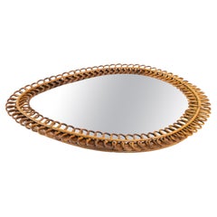 Miroir en rotin et bambou, 1950s