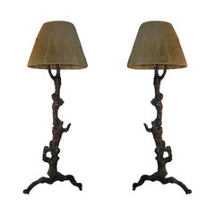 Paire de rares lampadaires artisanaux français de style mi-siècle moderne, Jean Charles Moreux