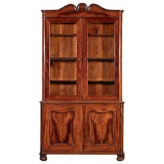 19thC French Flame Mahogany Glazed Bookcase