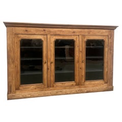 Large old french solid pine display case