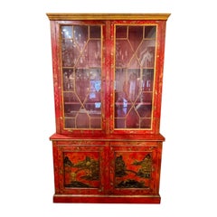 Red Chinoiserie Display Cabinet