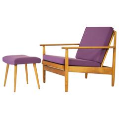 Mid-Century Modern Lounge Armchair with Stool, Germany, 1960