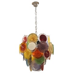 Multicolor Murano Glass Disc Chandelier by Vistosi