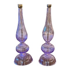 Pair of Modern Lavendar Murano Glass Lamps