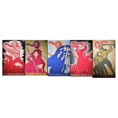 Colección completa de 5 pósters originales de Timofey Lyaschuk de arte soviético en serigrafía