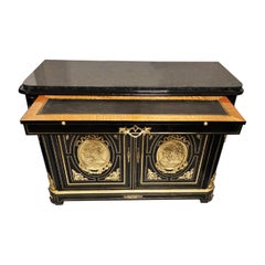 By Diehl Black French Cabinet and writing desk  Boulle Marquetry Napoleon III