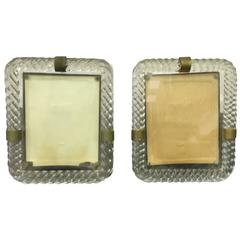 Pair of Venini Glass and Gilt Metal Picture Frames