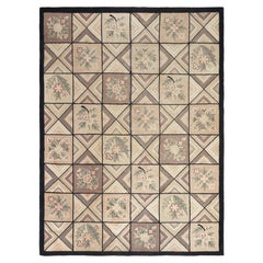 Doris Leslie Blau Alfombra Americana Vintage con Gancho y Diseño Geométrico