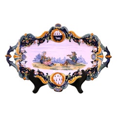 Plato de pared de loza pintada francesa de principios del siglo XX Firmado Henriot Quimper