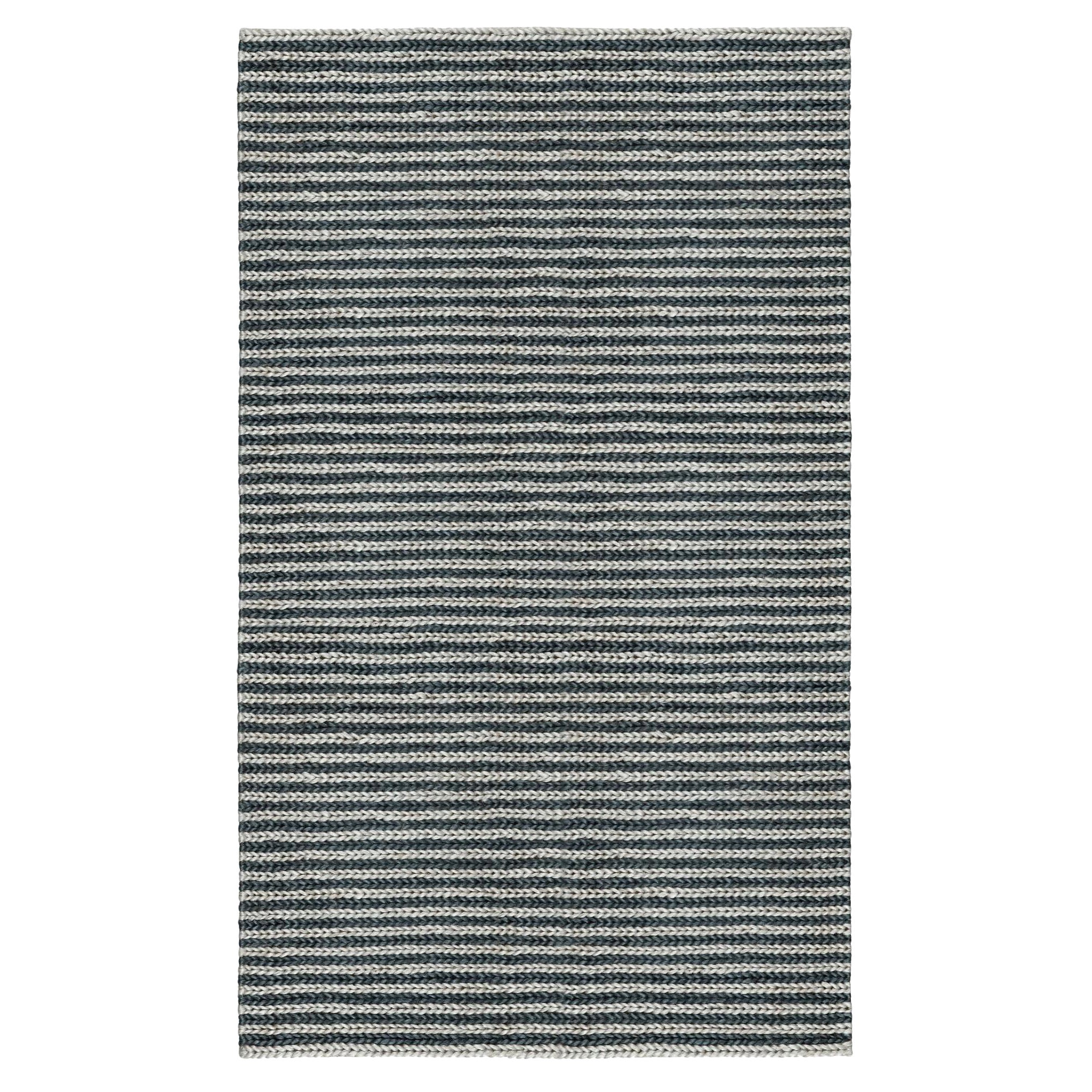 Tapis tressé contemporain en jute, 8' x 10', bleu marine et bleu ciel