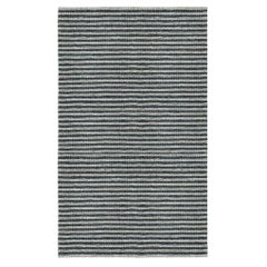 Tapis tressé contemporain en jute, 8' x 10', bleu marine et bleu ciel
