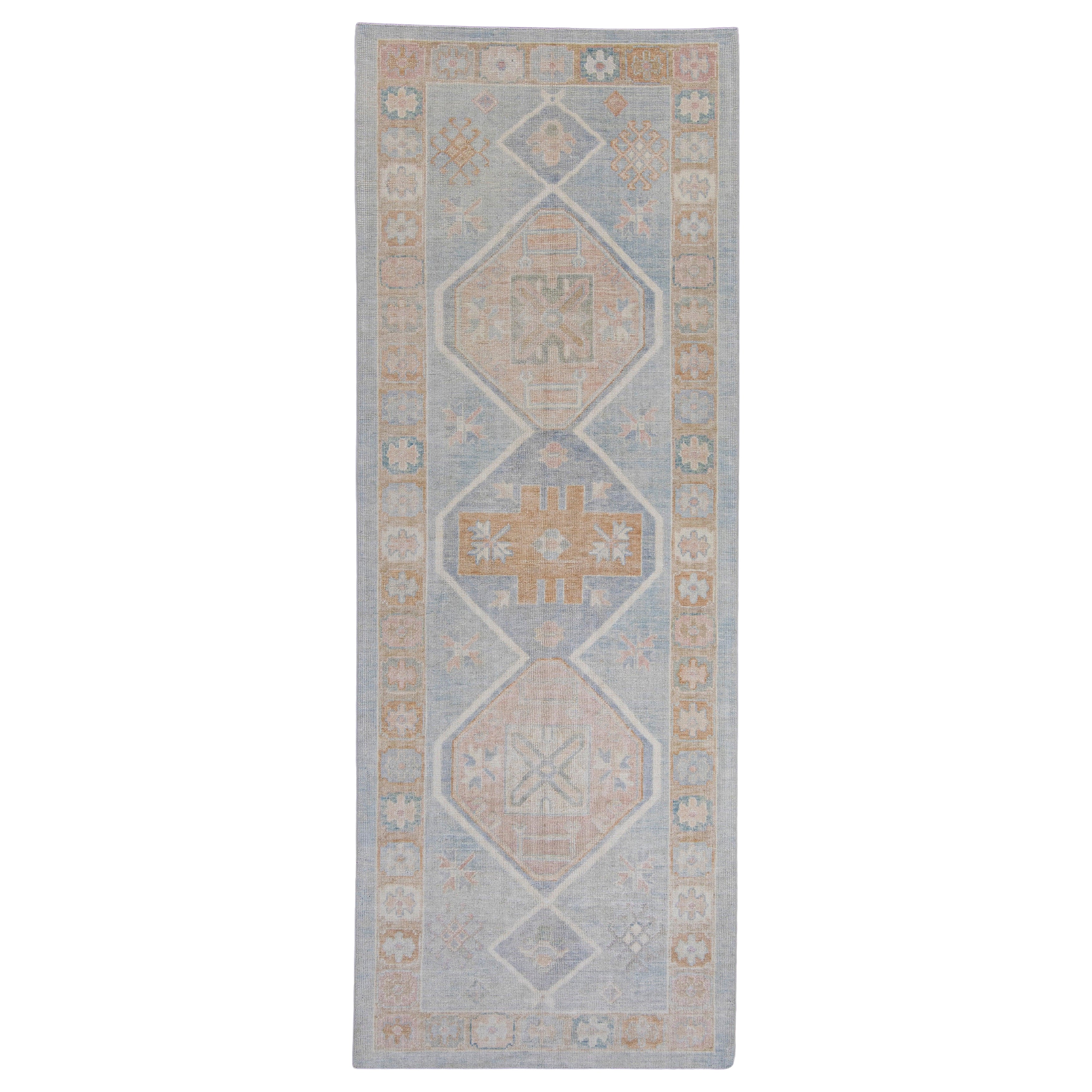 Turkish Oushak Runner Rug 4'1" x 11'2" #16741 For Sale