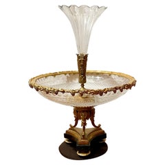 Antique French Napoleon III Era Cut Crystal & Ormolu Epergne, Circa 1850-1870.