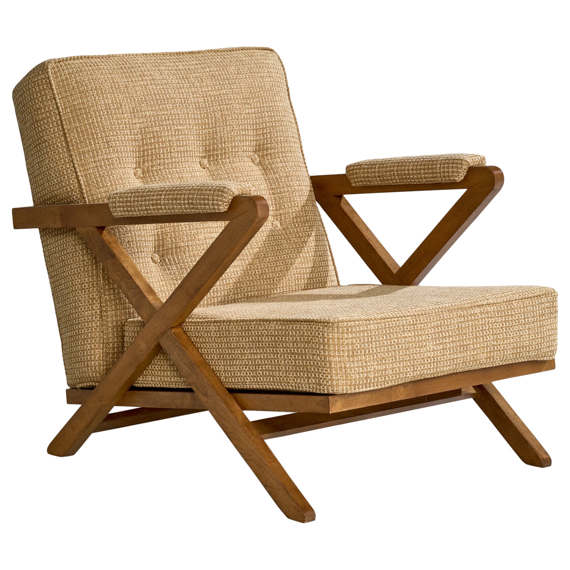 Paul Laszlo, chaise longue, Wood, tissu, États-Unis, années 1950