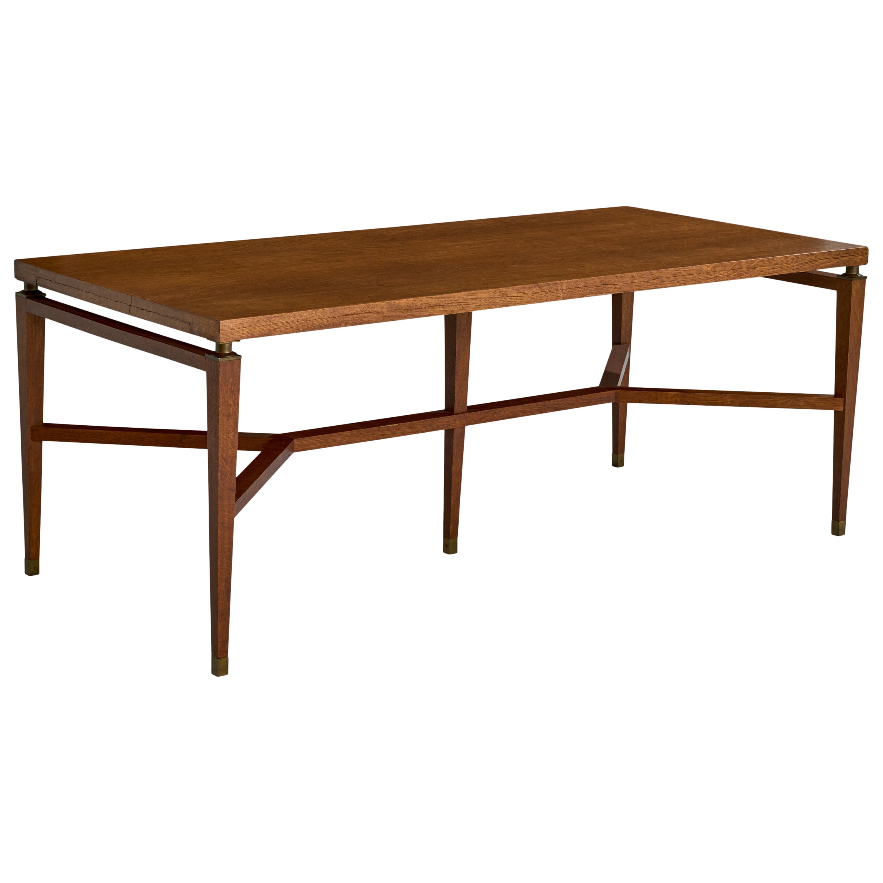 Holabird and Root, Dining Table, Oak, Brass, USA, 1934 For Sale