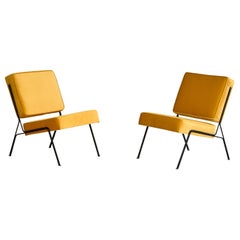 A.R.P., Slipper Chairs, Iron, Velvet, France, 1953