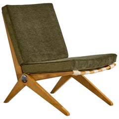 Pierre Jeanneret, Sedia Slipper, betulla, acciaio, tessuto, USA, 1948