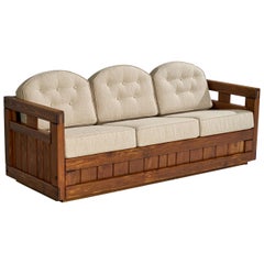 Amerikanische Designerin, Sofa, Kiefernholz, Stoff, USA, 1940er Jahre