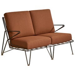 American Designer, Sofa, Iron, Fabric, USA, 1950s