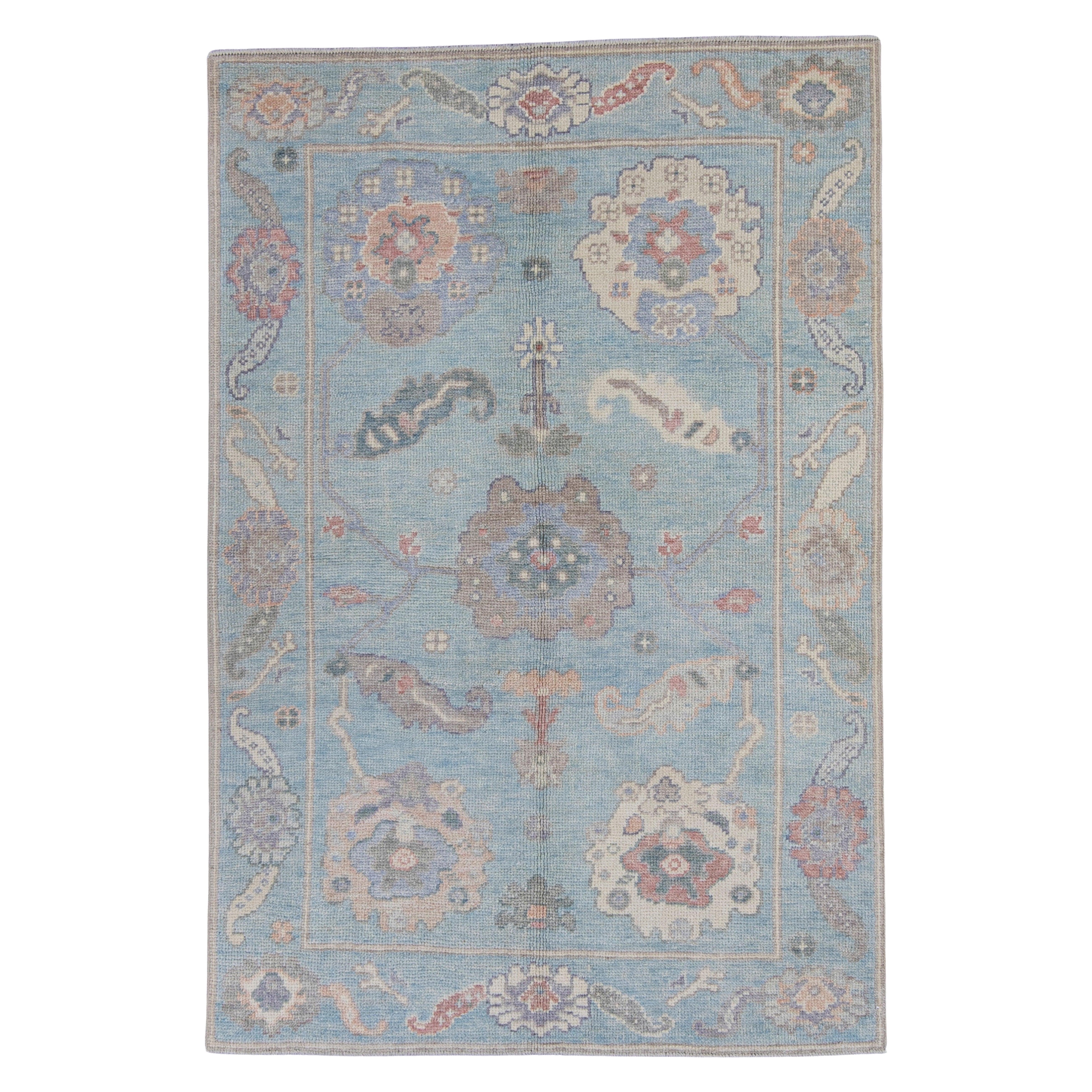 Turkish Oushak Rug 3'9" x 5'7" #16572 For Sale