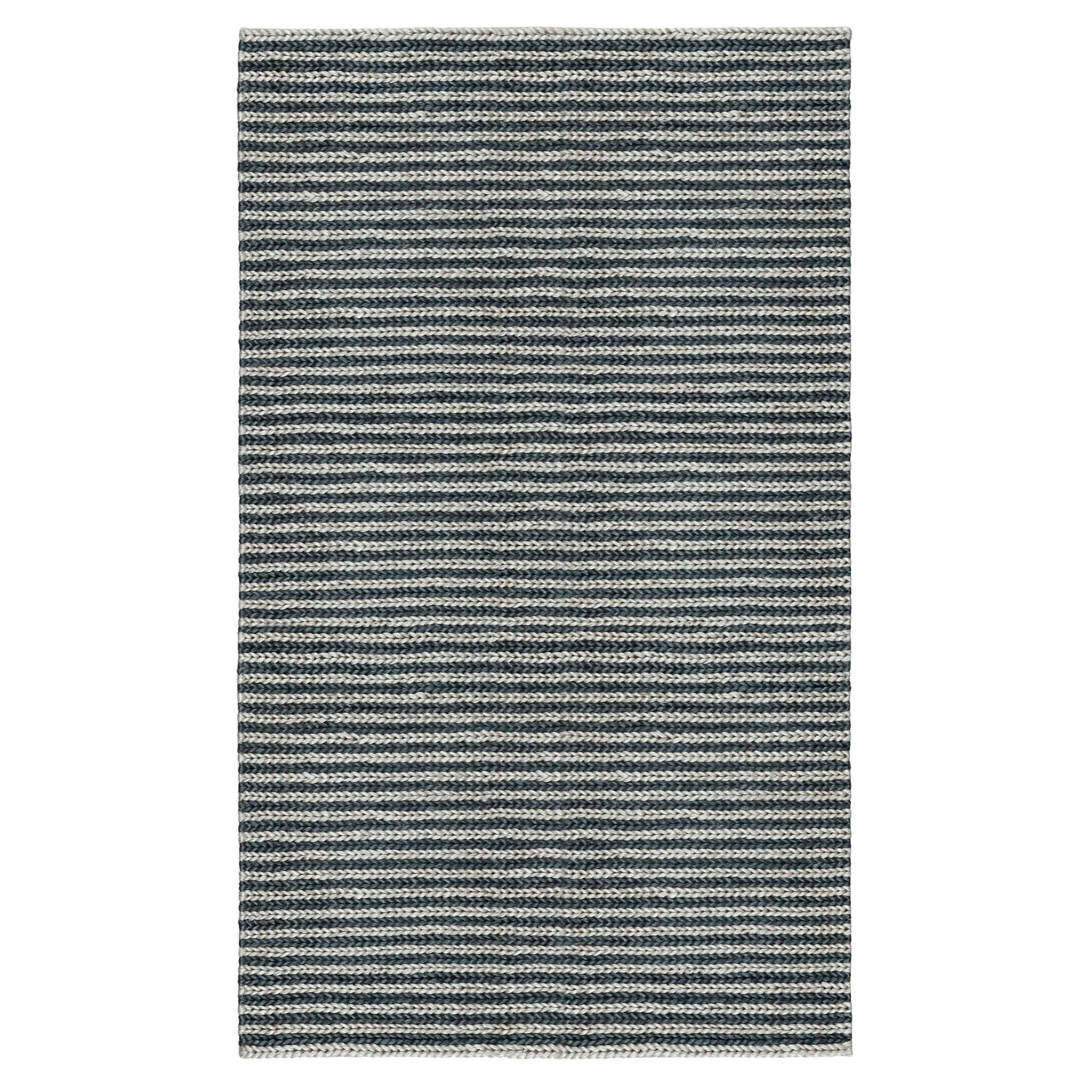 Tapis tressé contemporain en jute, 10' x 14', bleu marine et bleu ciel