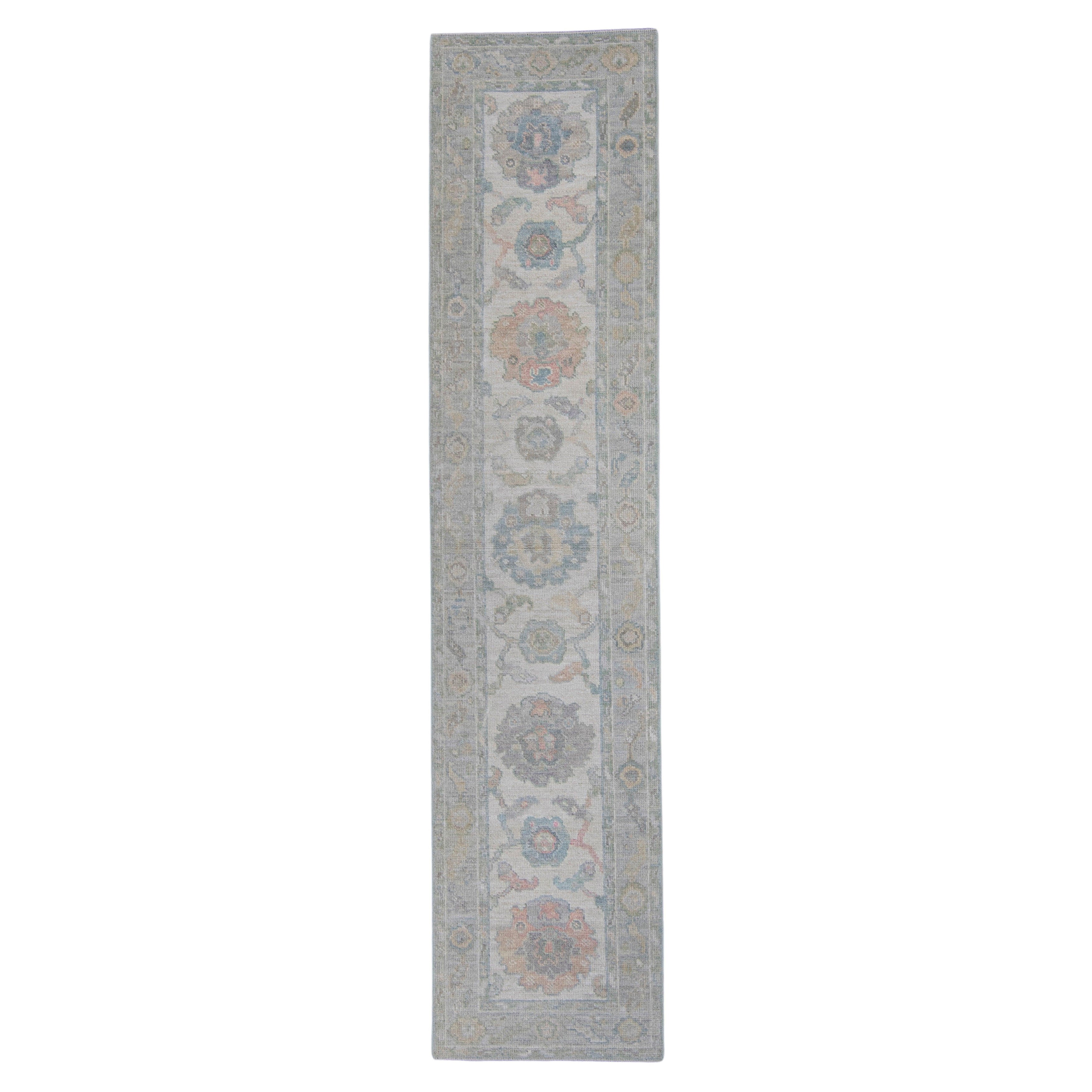 Turkish Oushak Runner Rug 2'3" x 10'2" #16193 For Sale