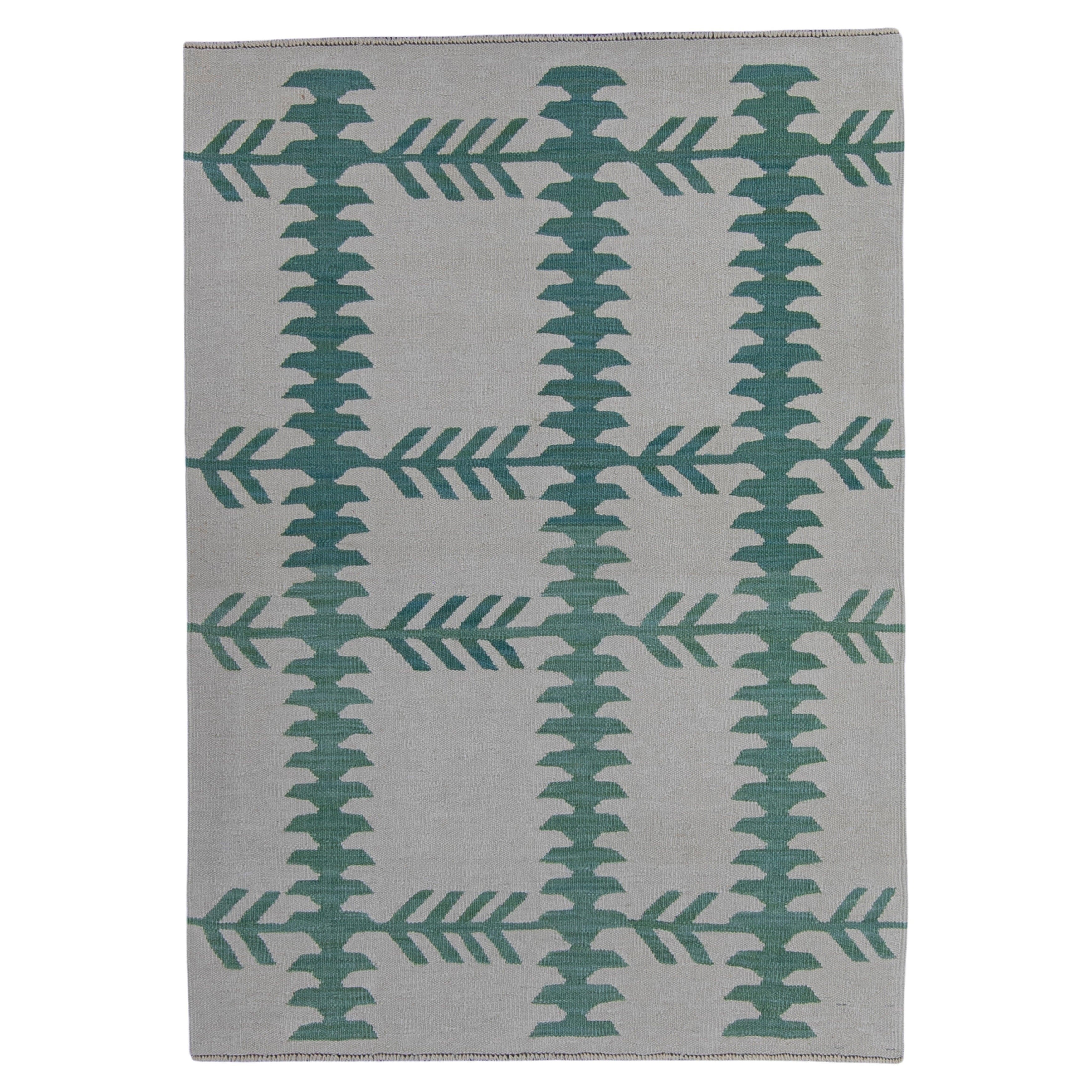 Orientalischer handgefertigter, flachgewebter, türkischer Kelim 3'2" x 4'5" #16798