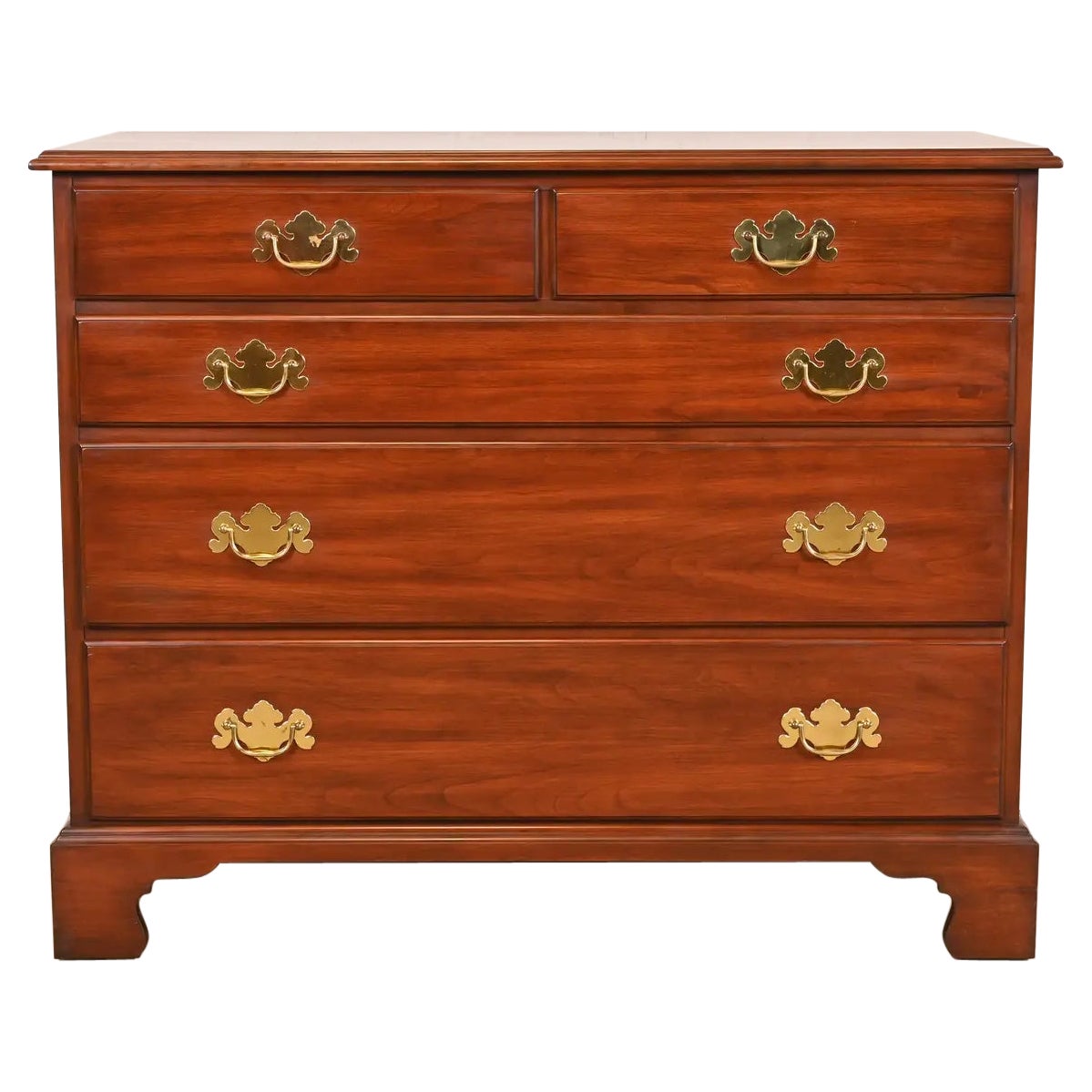 Henkel Harris Georgian Solid Cherry Wood Five-Drawer Dresser or Chest of Drawers