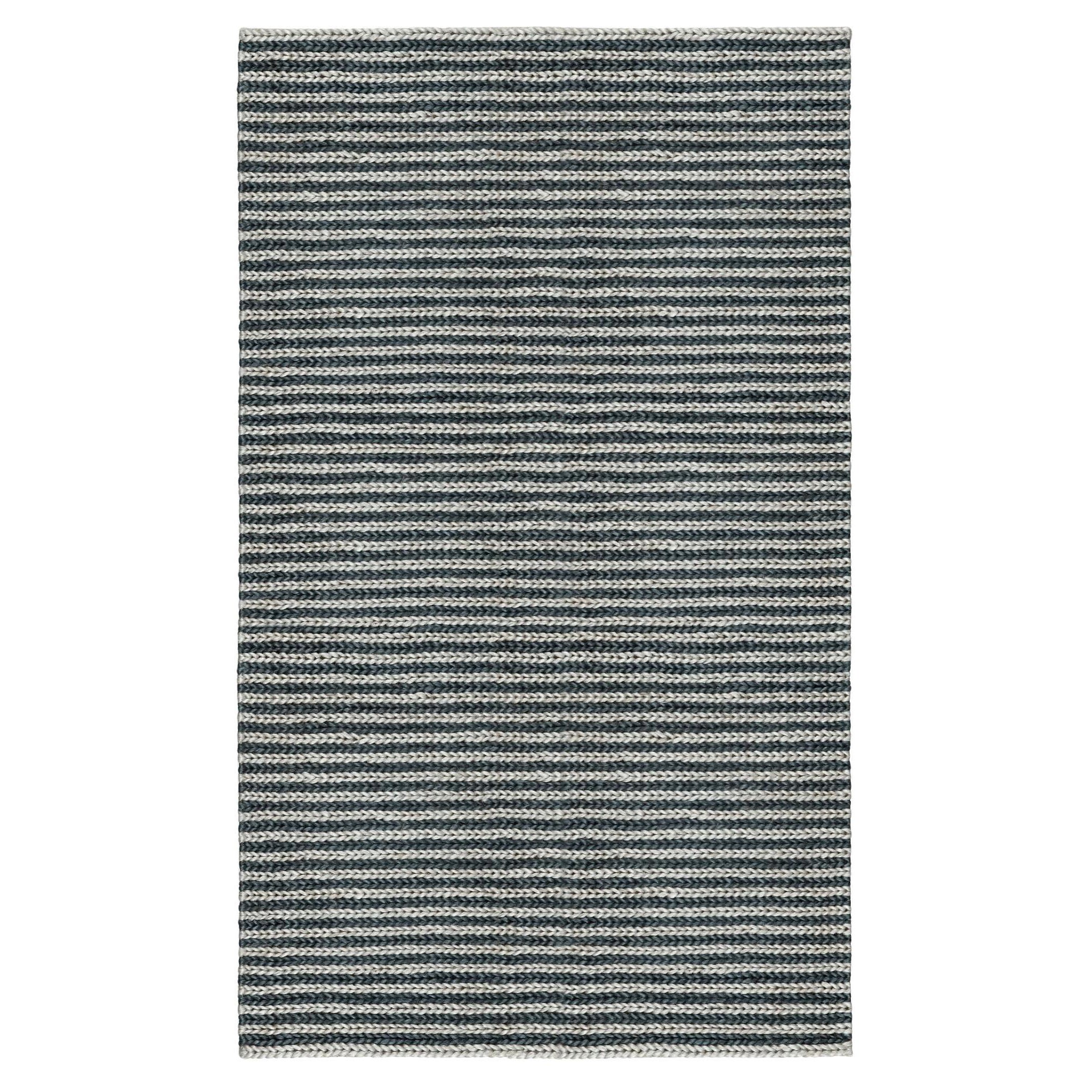 Tapis contemporain en jute tressée, 15' x 20', bleu marine et bleu ciel