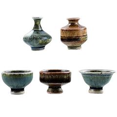 Collection Höganäs Miniature Vases and Bowls, a Total of Five Pieces
