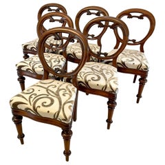 Outstanding Set of 6 Victorian Antique Mahogany Balloon Back Dining Chairs