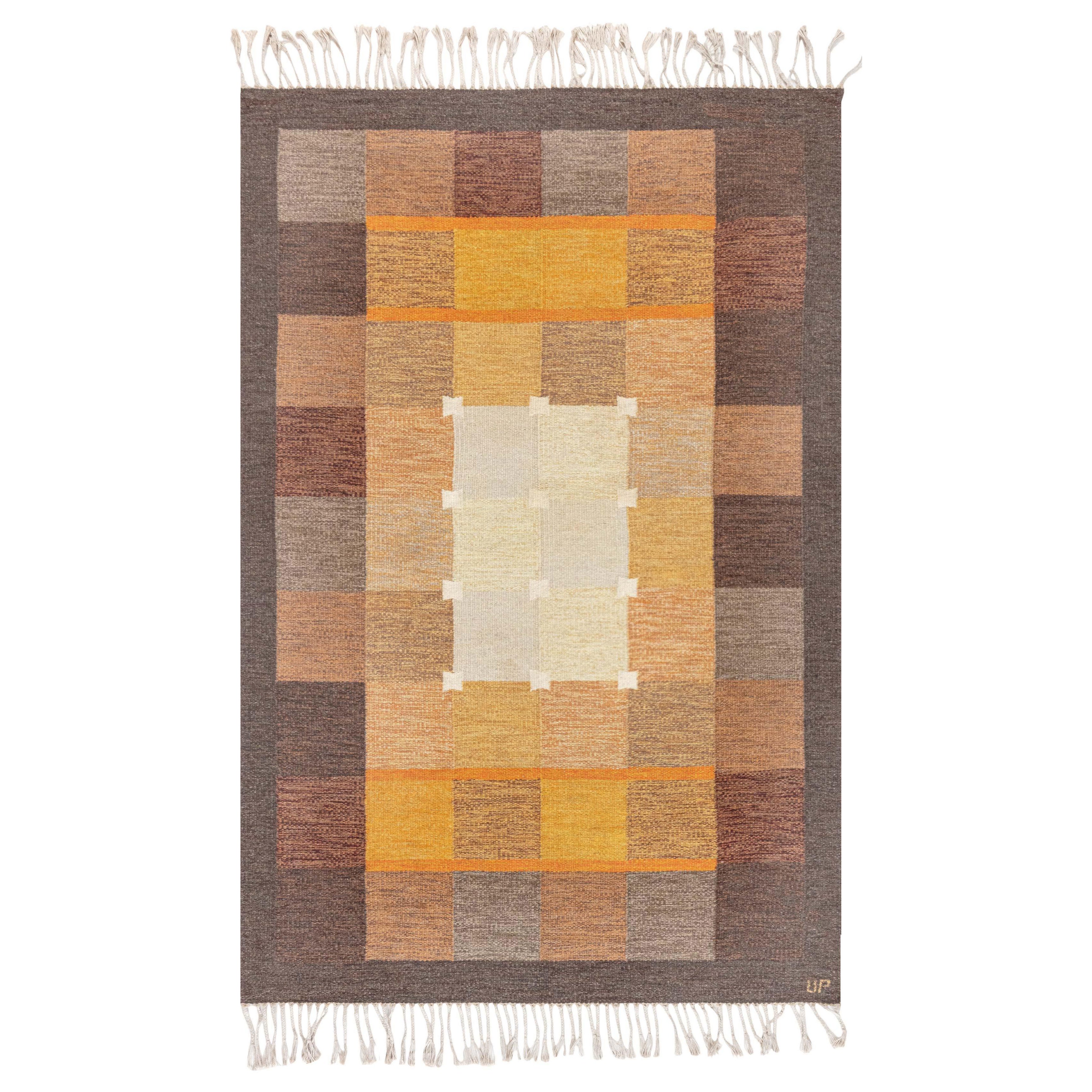 Doris Leslie Blau Vintage Swedish Flatweave Rug by Ulla Parkdal, Signed “UP”