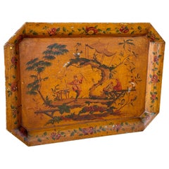 Early-20th Century Hand-Painted Chinoiserie Toleware Tray