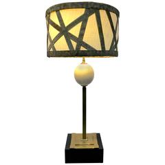 Ostrich Egg Table Lamp in Hammered Brass with Custom Shade