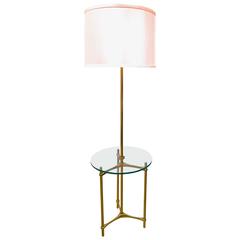 Mid-Century Modern Laurel Lamp Co. Lamp Table in Brass and Glass
