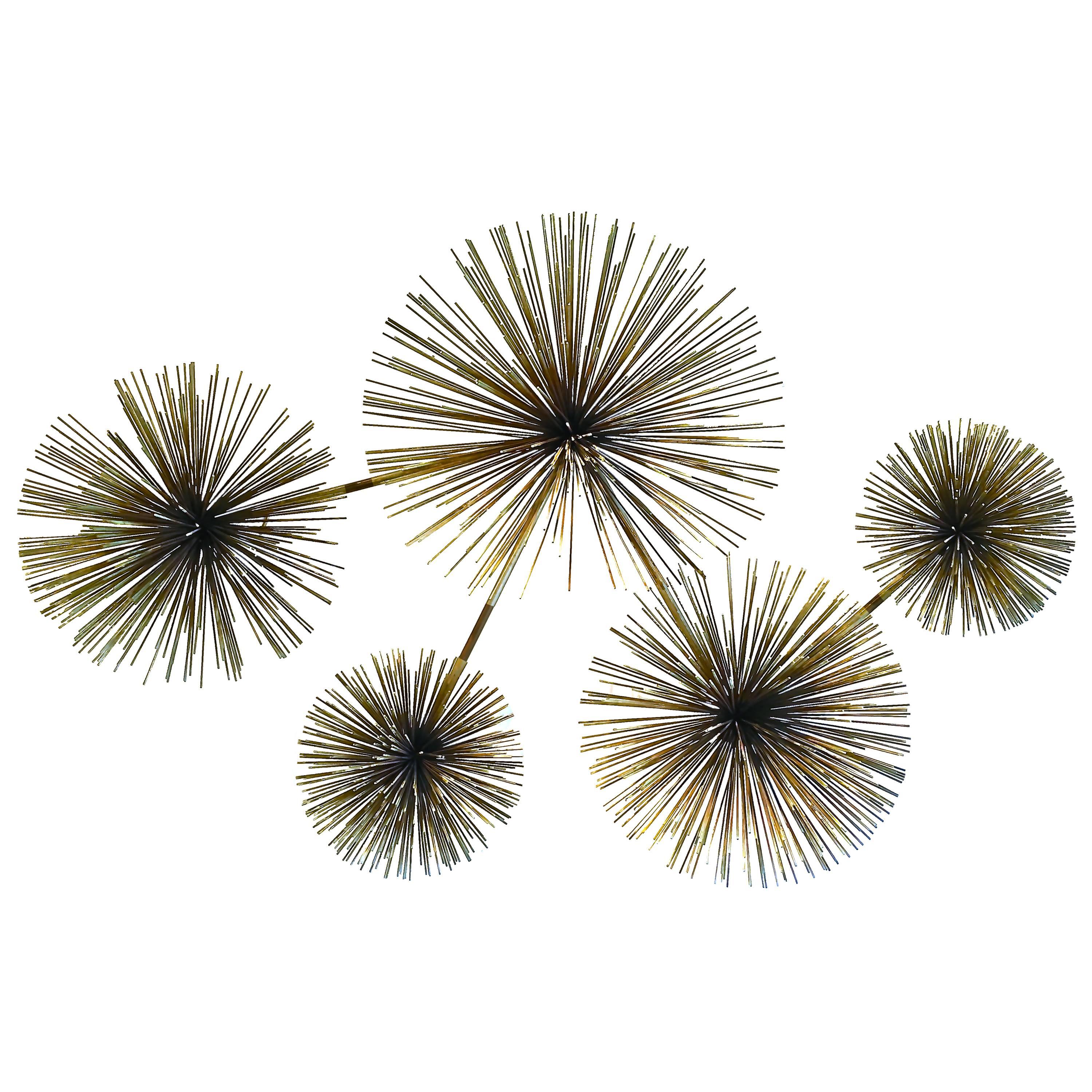 Curtis Jere Sculpture Oursin Aka "Pom Pom" Wall Sculpture in Solid Brass