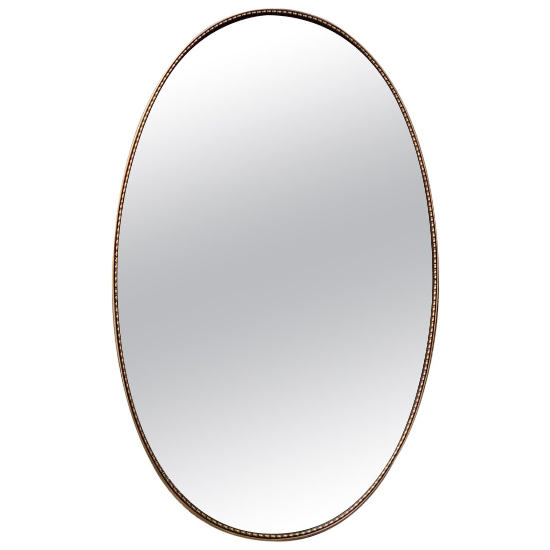 Italian 60's Oval Wall Mirror In Brass Frame. Italy