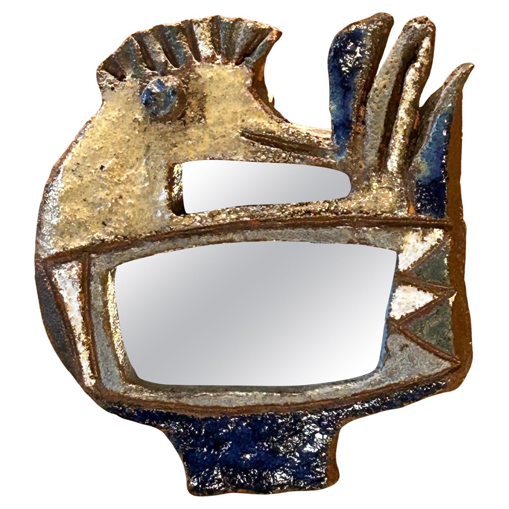 Ceramic mirror by les Argonautes, France 1960's For Sale