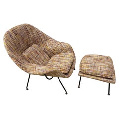 Early Eero Saarinen for Knoll Womb Chair and Ottoman Re-upholstered