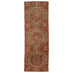 3 x 8 Chemin de table en laine anatolienne turque vintage fait à la main, couleur rouille