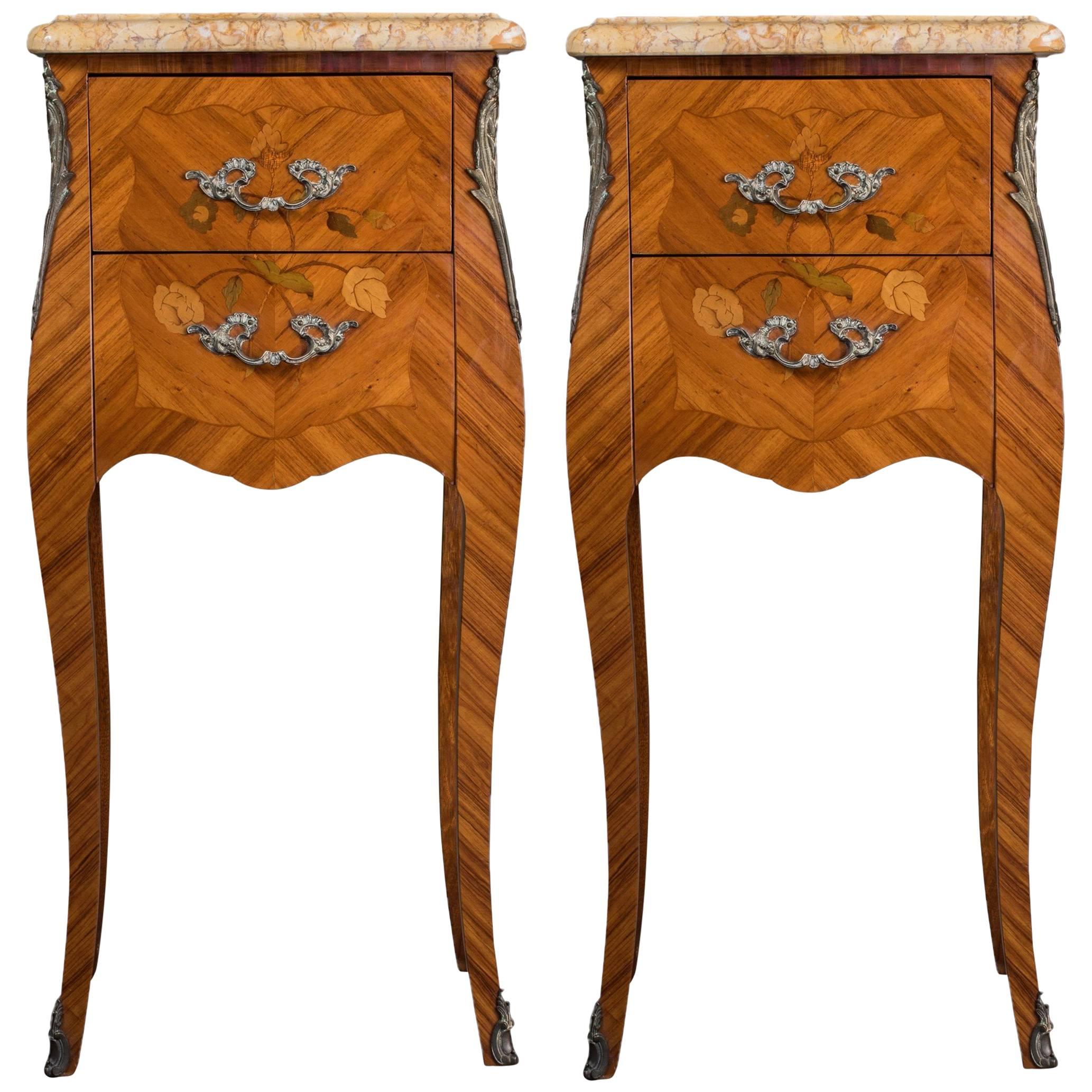 Pair of 1950s Louis XV Bedside Tables For Sale