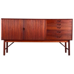 Danish Modern Tambour Credenza by Peter Hvidt & Orla Mølgaard-Nielsen, 1960s
