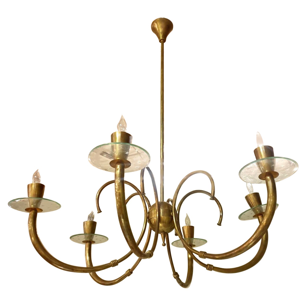 Mid Century brass chandelier, Italy