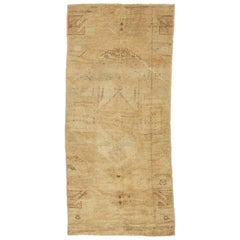 3 x 6 Vintage Turkish Anatolian Wool Scatter Rug Handmade In Tan