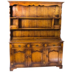 Vintage Welsh Oak Dresser Cabinet Sideboard, Late 20th Century