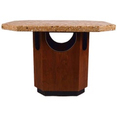 Table octogonale avec plateau en terrazzo style Harvey Probber