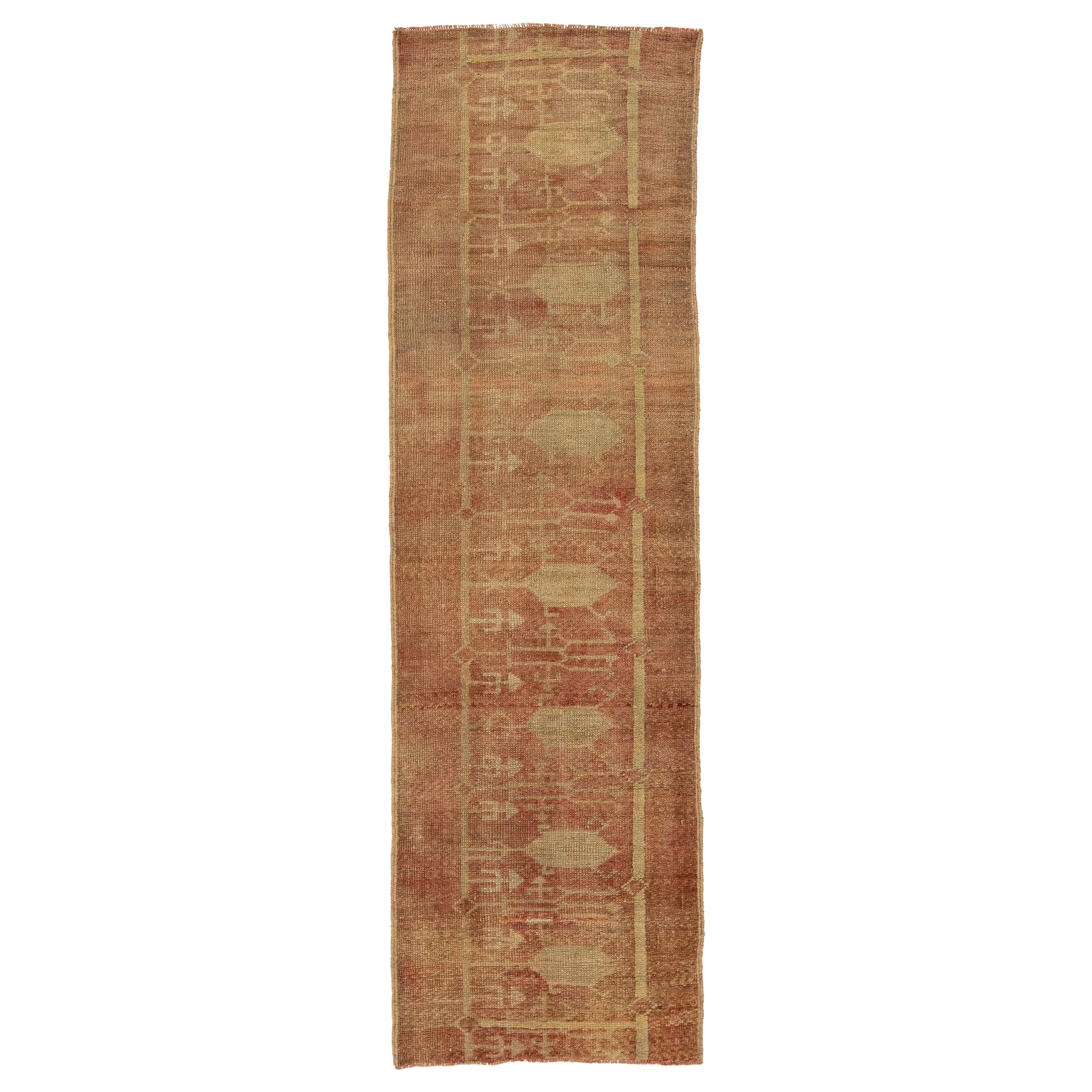 2 x 8 Handcrafted Vintage Turkish Anatolian Terracotta Wool Runner